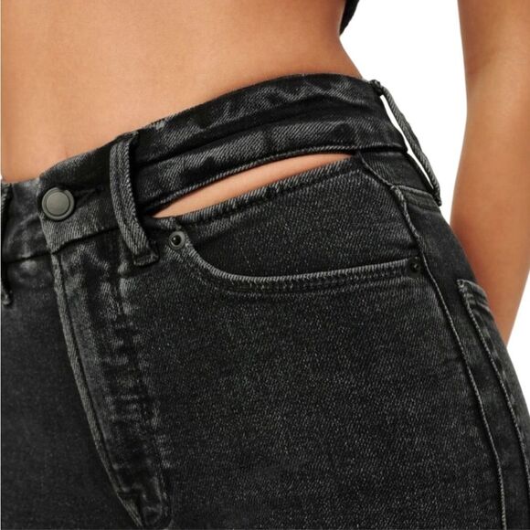 Good American Good Waist Slit Waistband Skinny Jeans - Size 12/31 - Black155 - Picture 4 of 9